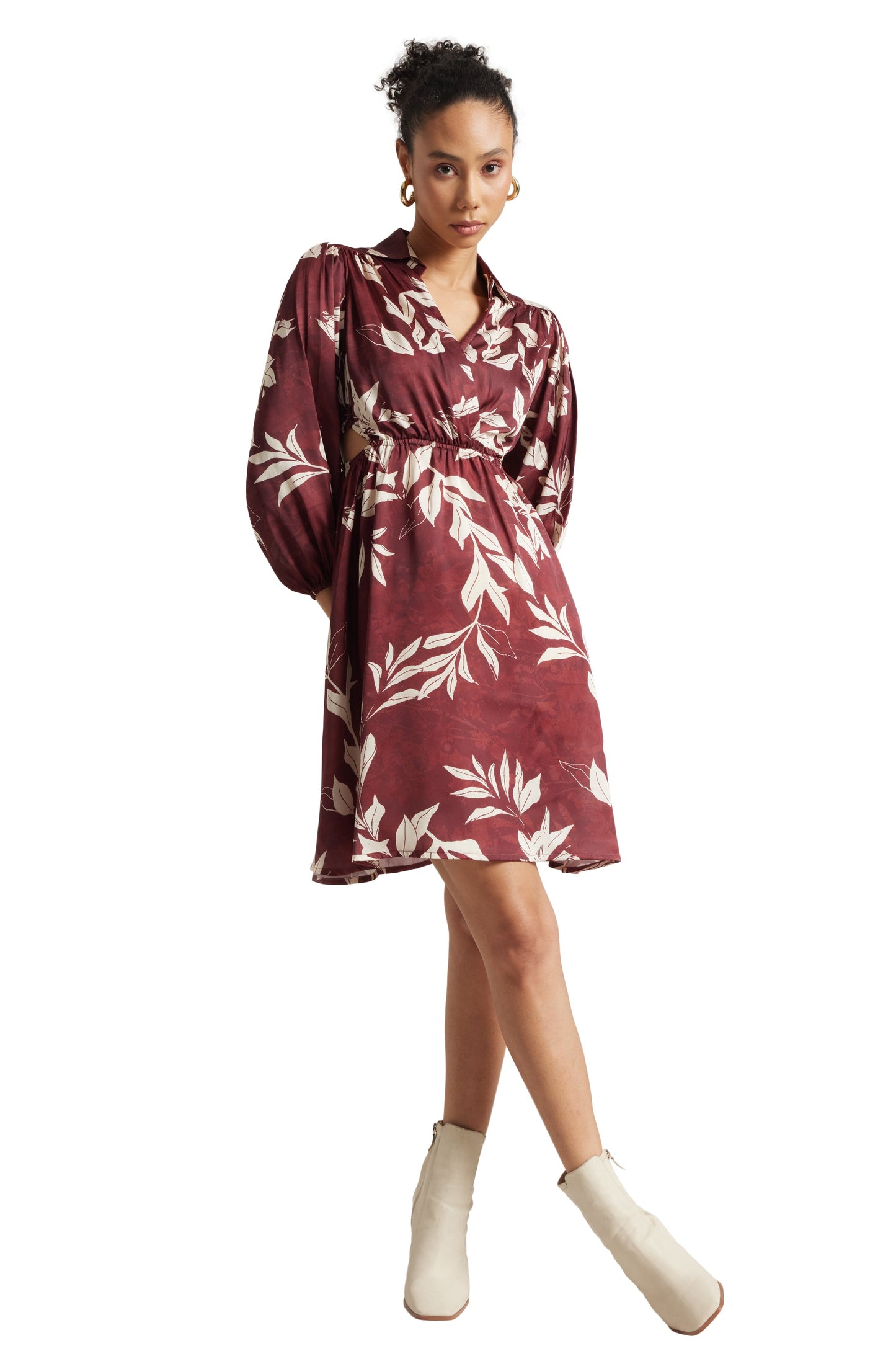 Zaccai Women's Brown Satin Abstract Dress
