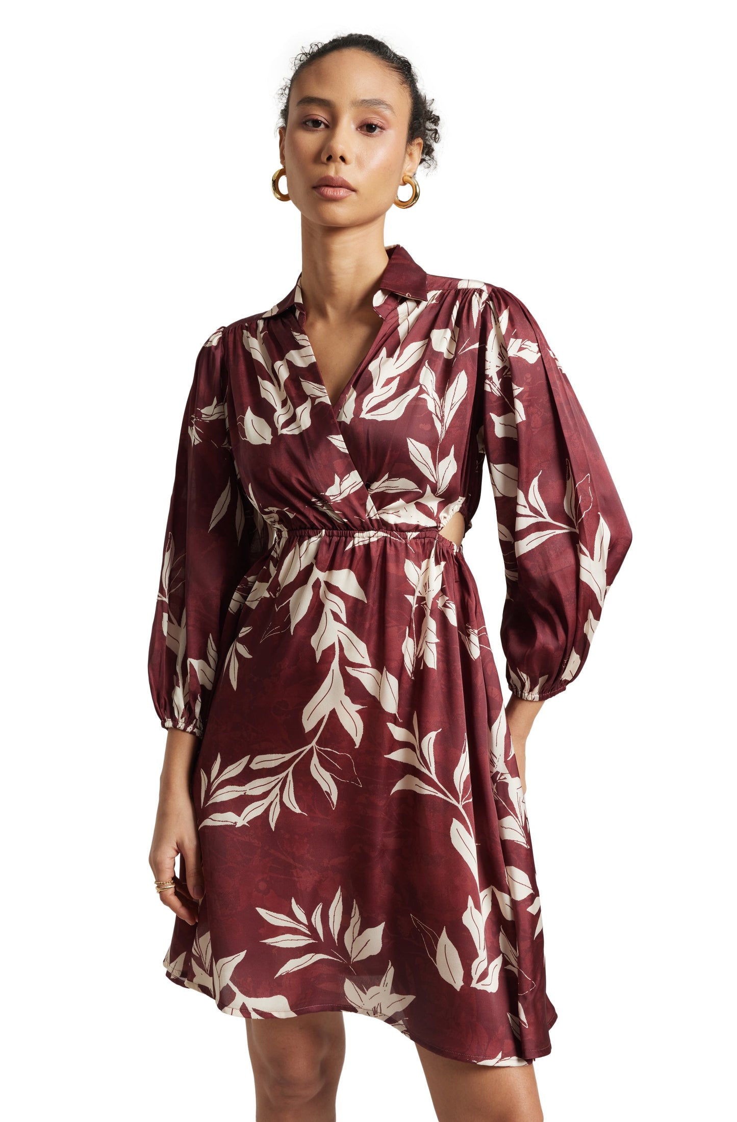 Zaccai Women's Brown Satin Abstract Dress
