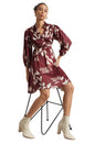 Zaccai Women's Brown Satin Abstract Dress