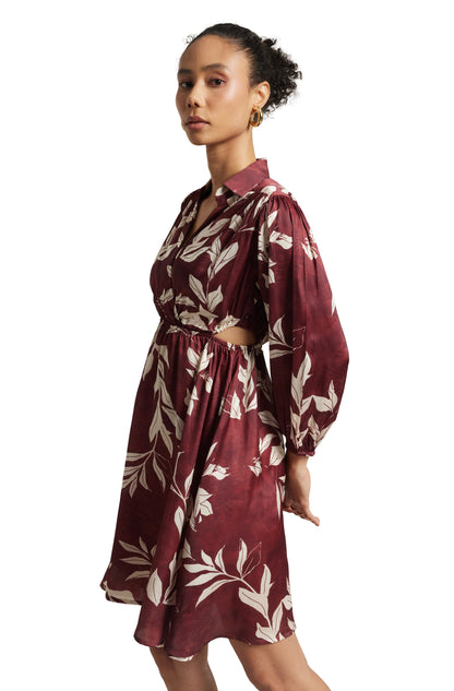 Zaccai Women's Brown Satin Abstract Dress