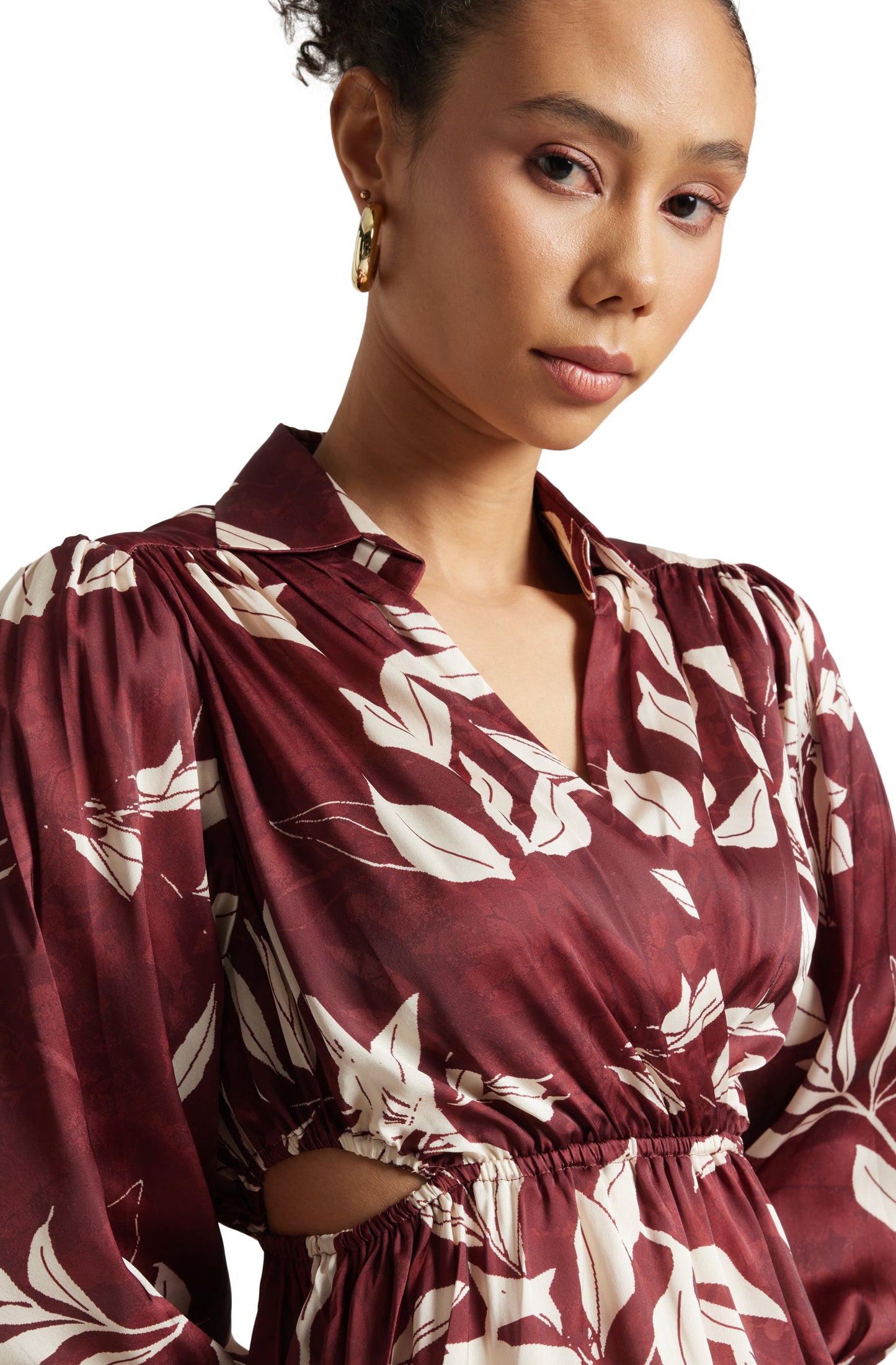 Zaccai Women's Brown Satin Abstract Dress