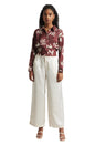 Zaccai Women's Brown Satin Abstract Top