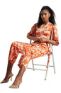 Zaccai Women's Orange Satin Abstract Co-ord Set