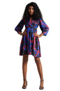Zaccai Women's Blue Satin Abstract Dress