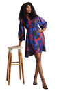 Zaccai Women's Blue Satin Abstract Dress