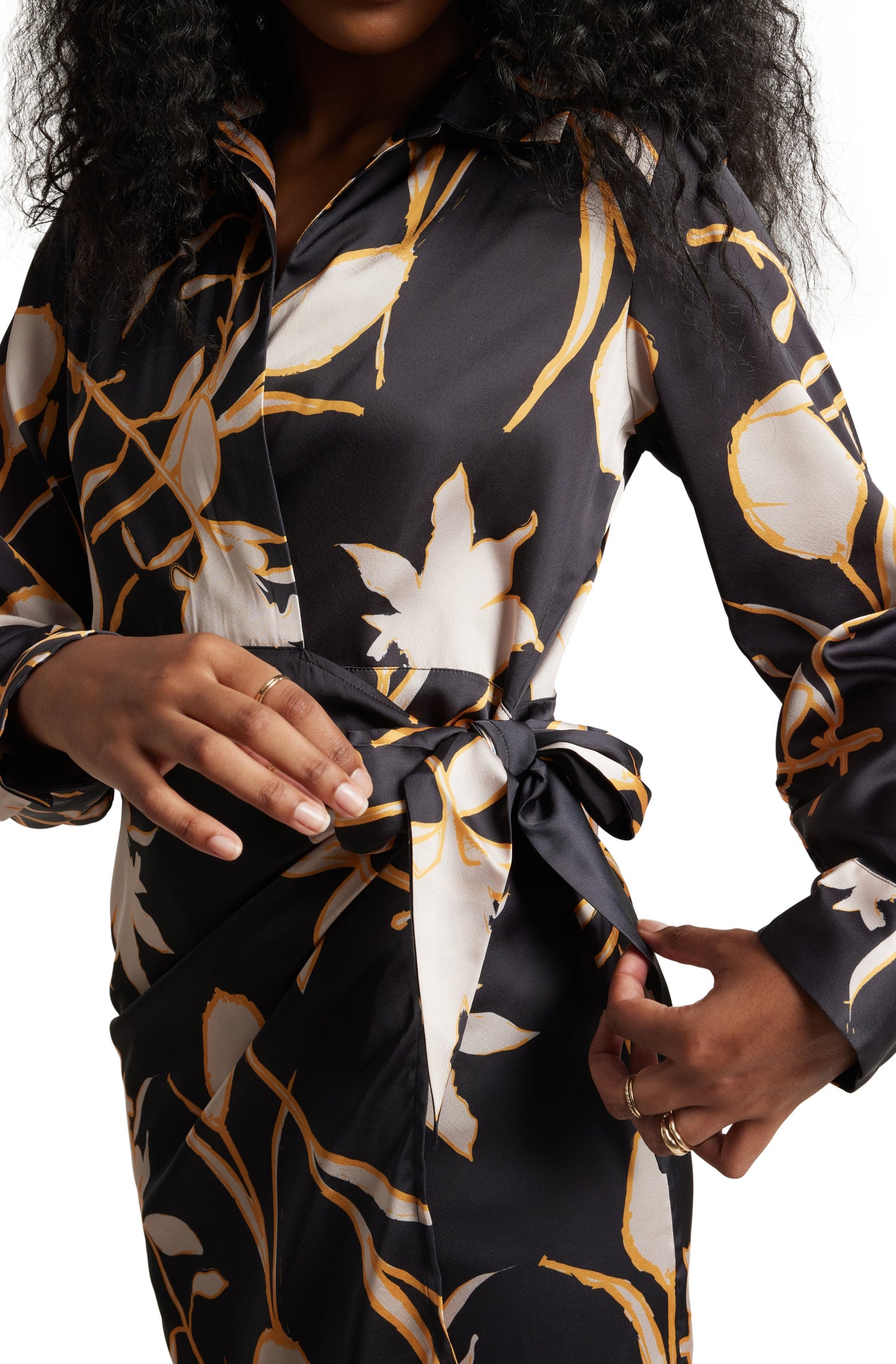 Zaccai Women's Black Satin Abstract Dress