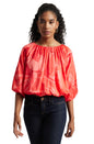 Zaccai Women's Coral Satin Abstract Top