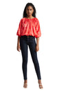 Zaccai Women's Coral Satin Abstract Top