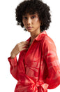 Zaccai Women's Coral Satin Abstract Dress
