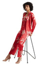 Zaccai Women's Red Satin Printed Co-ord Set