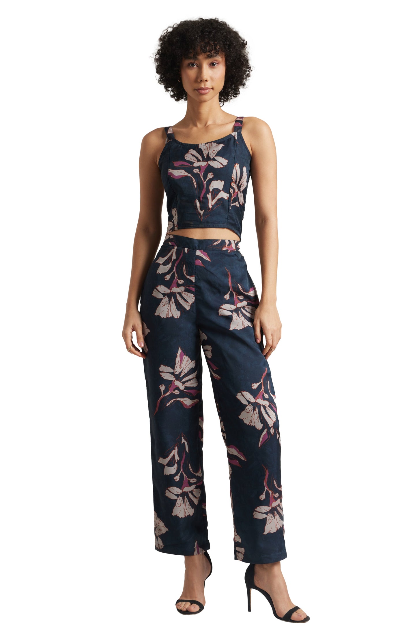 Zaccai Women's Navy Organza Floral Co-ord Set
