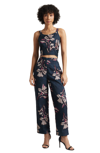 Zaccai Women's Navy Organza Floral Co-ord Set