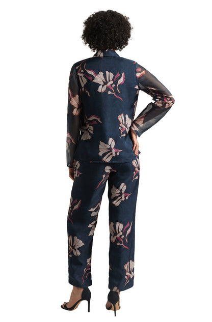 Zaccai Women's Navy Organza Floral Co-ord Set