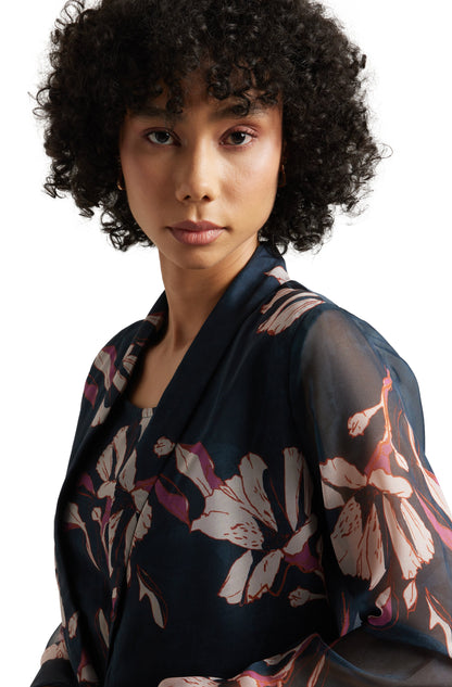 Zaccai Women's Navy Organza Floral Co-ord Set
