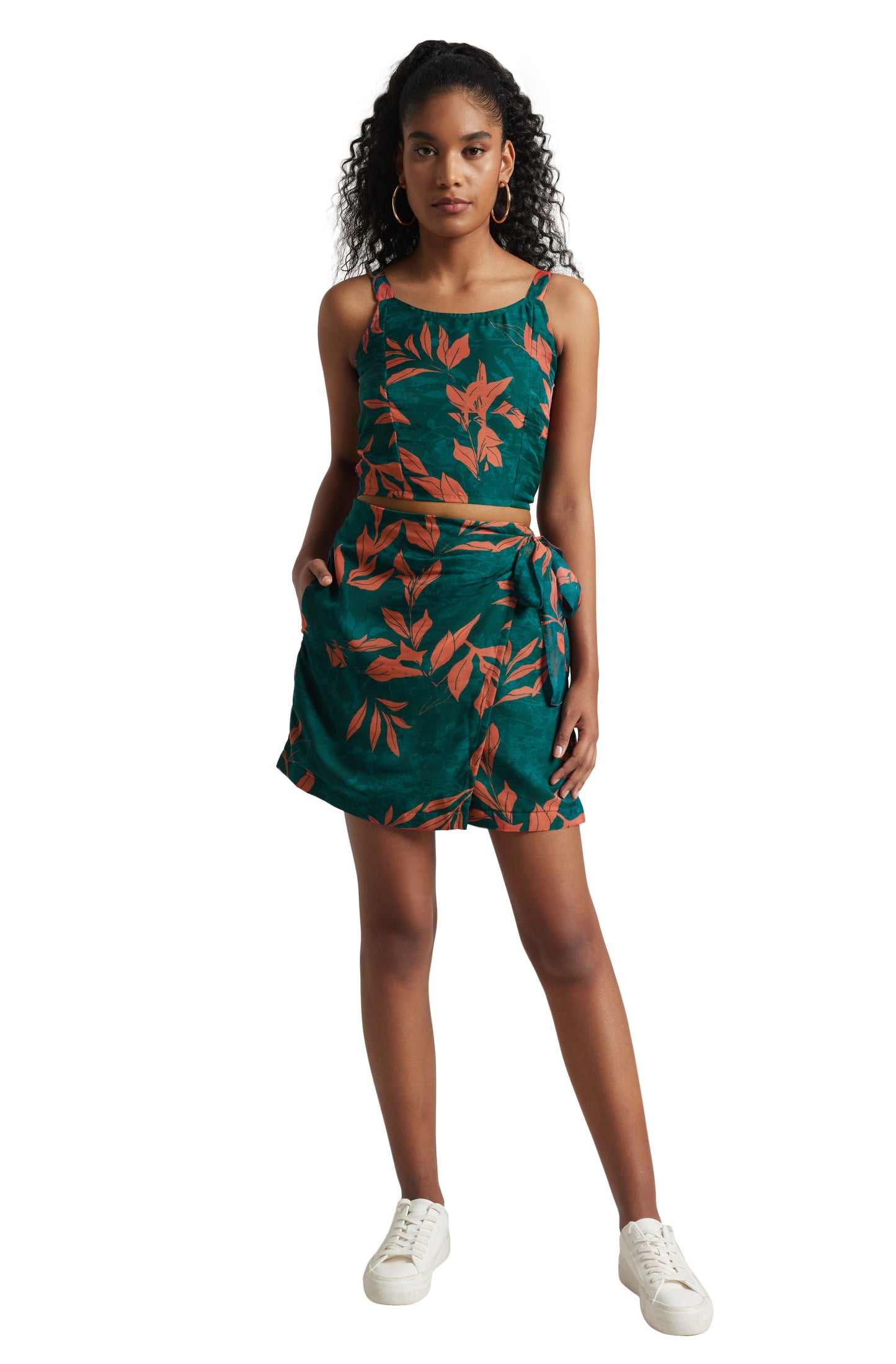 Zaccai Women's Teal Green Organza Abstract Co-ord Set