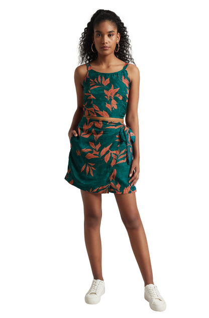 Zaccai Women's Teal Green Organza Abstract Co-ord Set