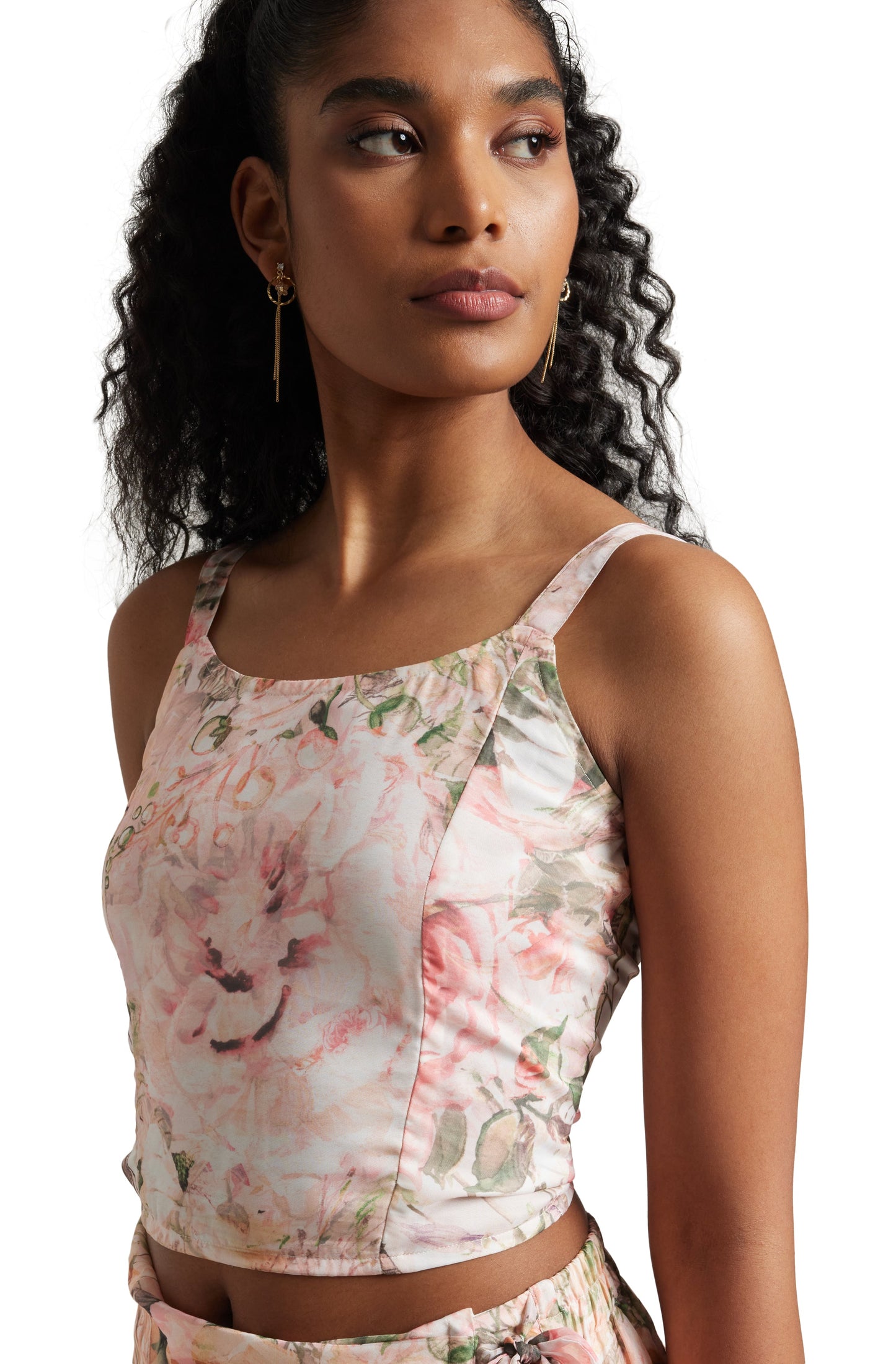 Zaccai Women's Beige Organza Floral Co-ord Set