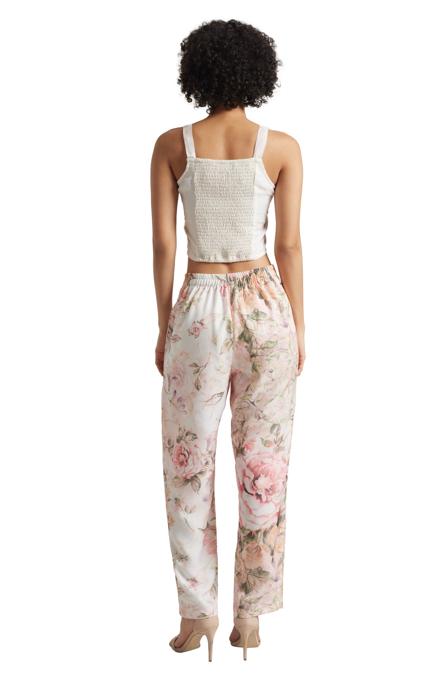 Zaccai Women's Beige Organza Floral Co-ord Set