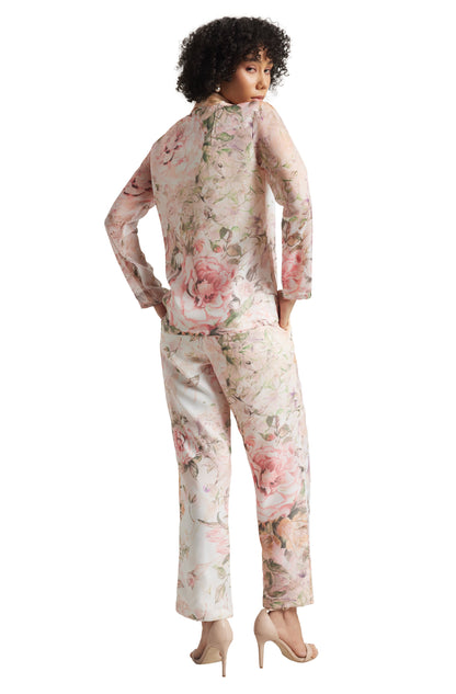 Zaccai Women's Beige Organza Floral Co-ord Set