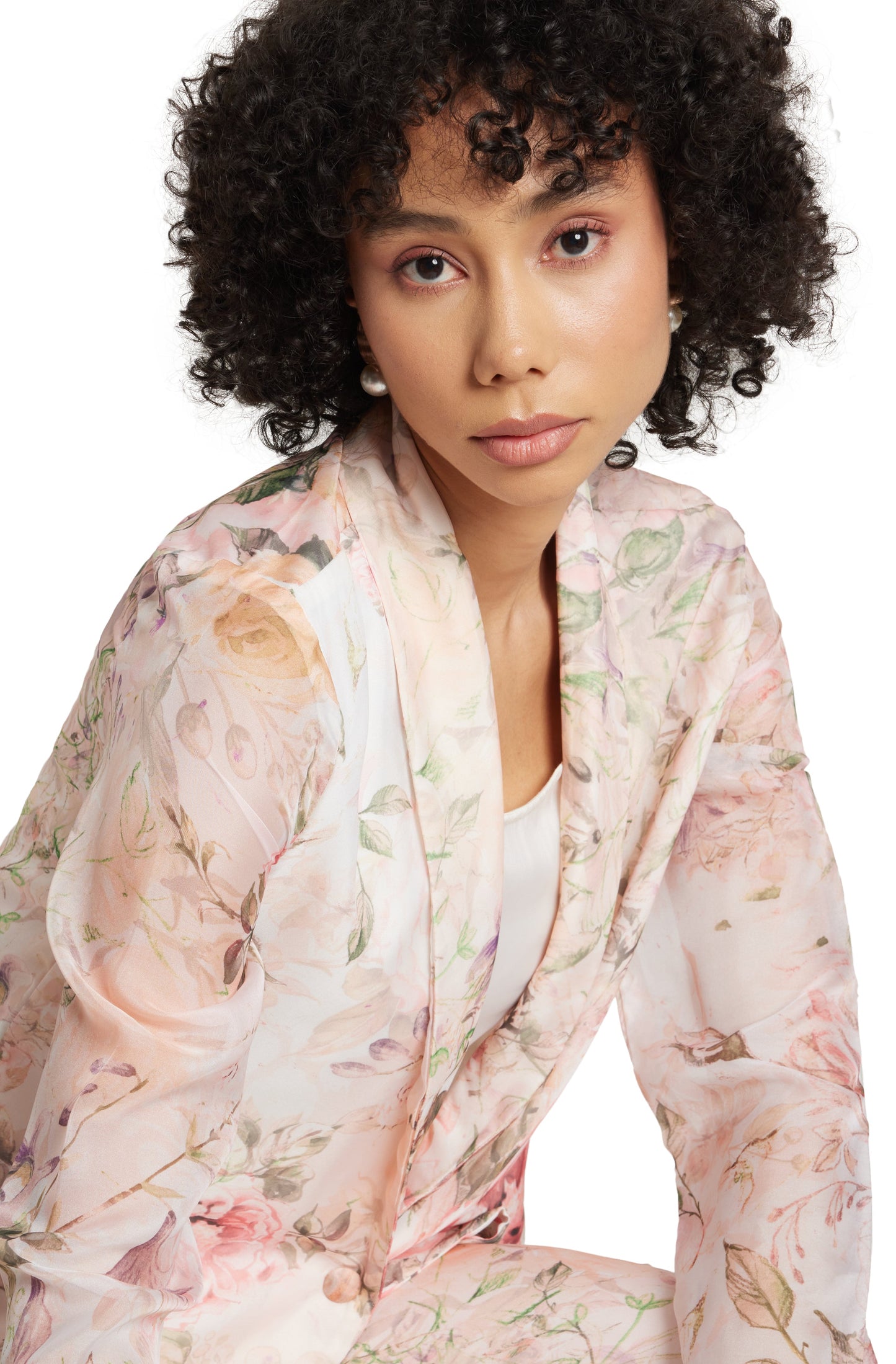 Zaccai Women's Beige Organza Floral Co-ord Set