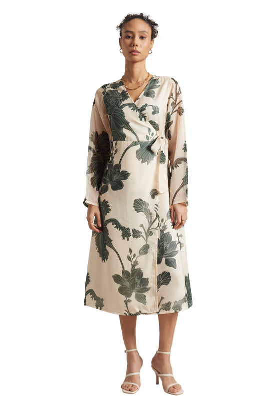 Zaccai Women's Cream Organza Floral Dress