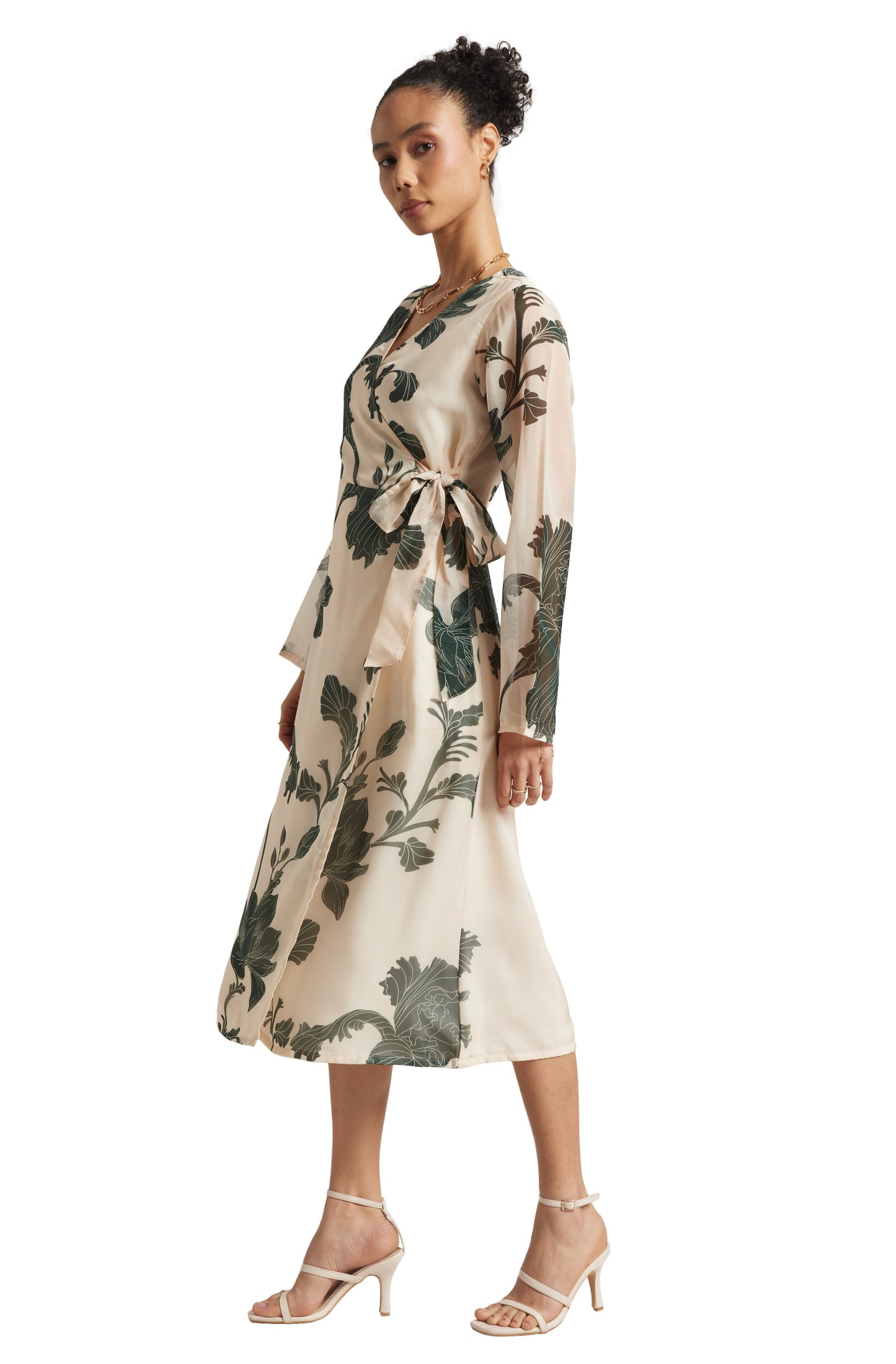 Zaccai Women's Cream Organza Floral Dress