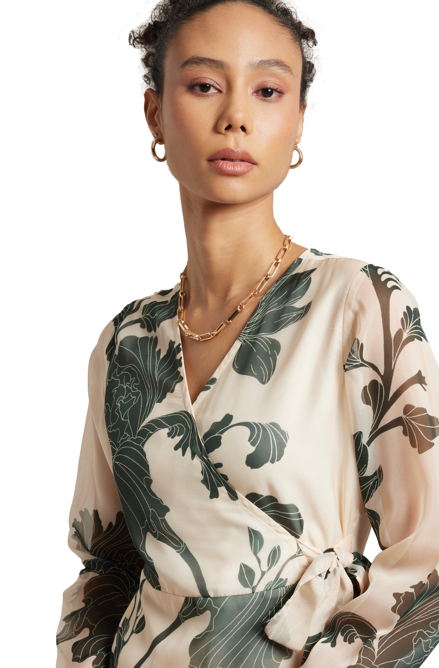 Zaccai Women's Cream Organza Floral Dress