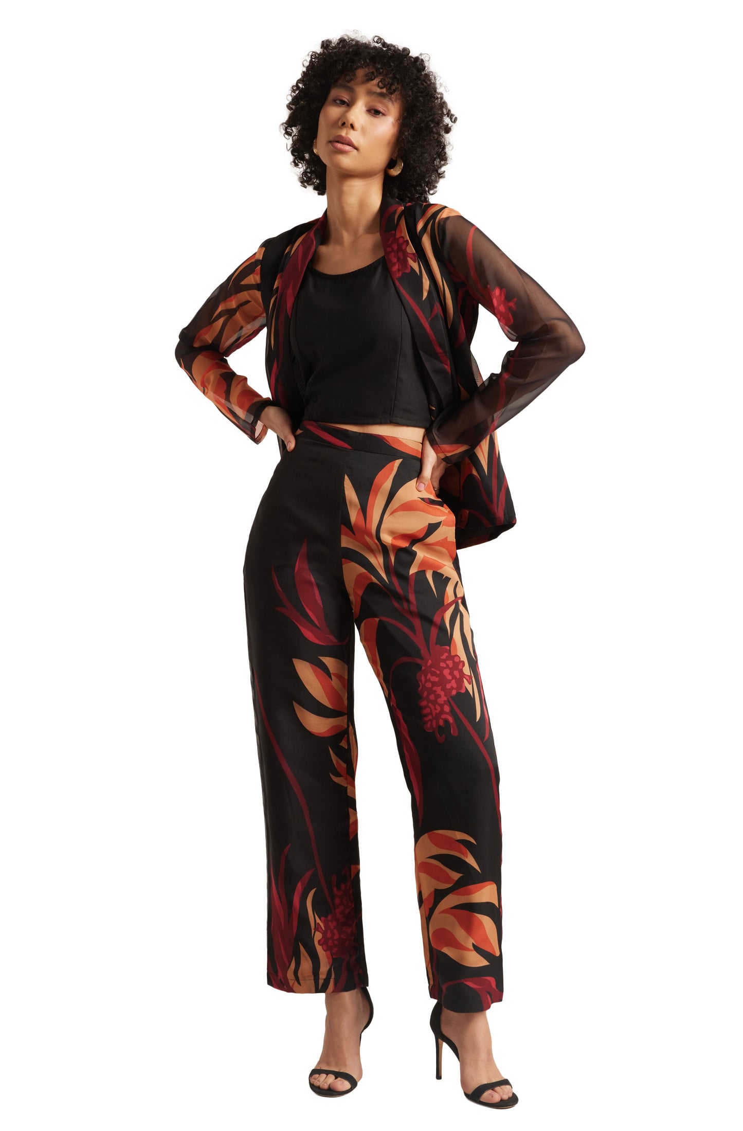 Zaccai Women's Black Organza Abstract Co-ord Set