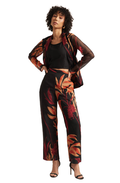 Zaccai Women's Black Organza Abstract Co-ord Set