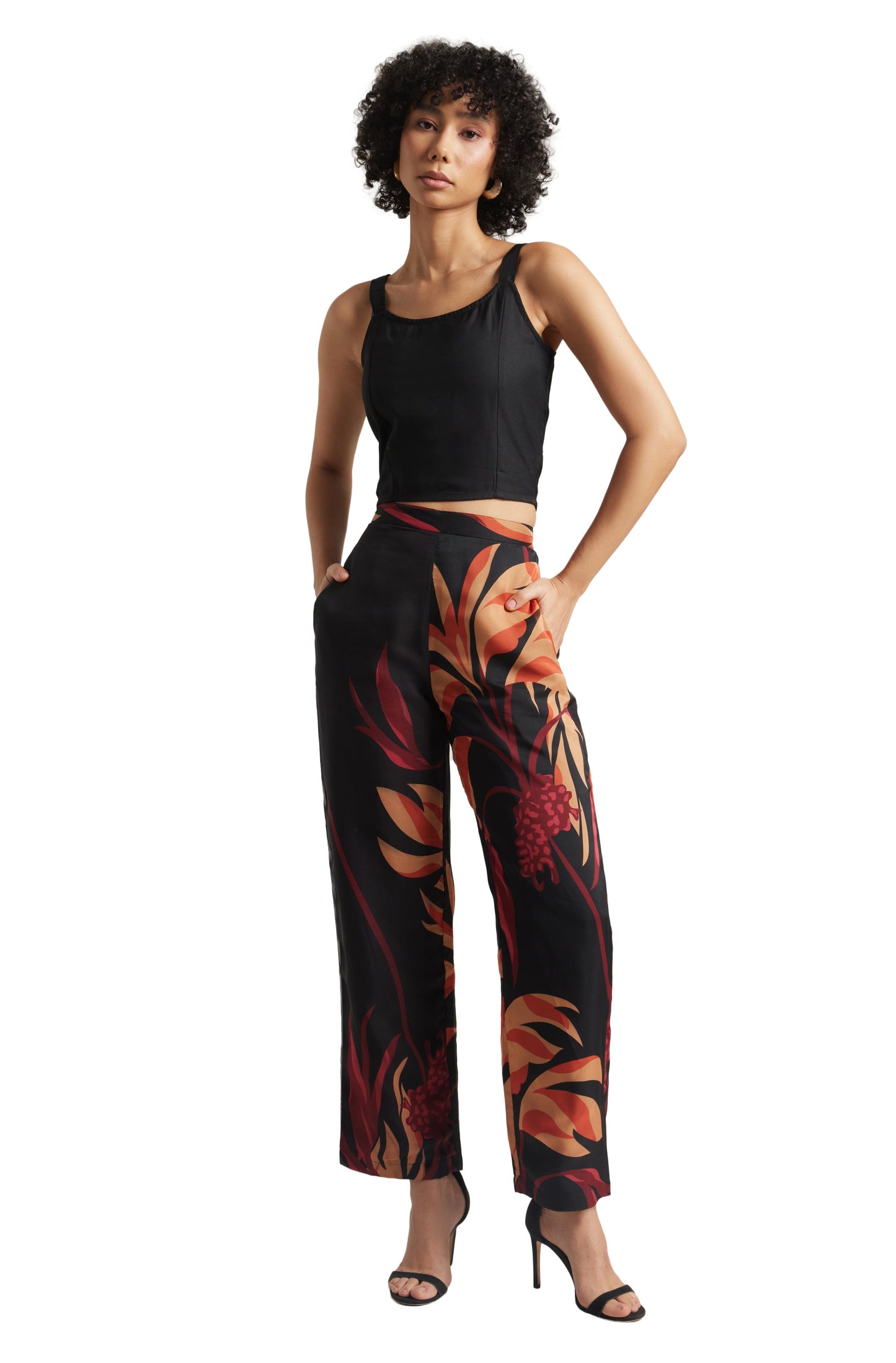 Zaccai Women's Black Organza Abstract Co-ord Set