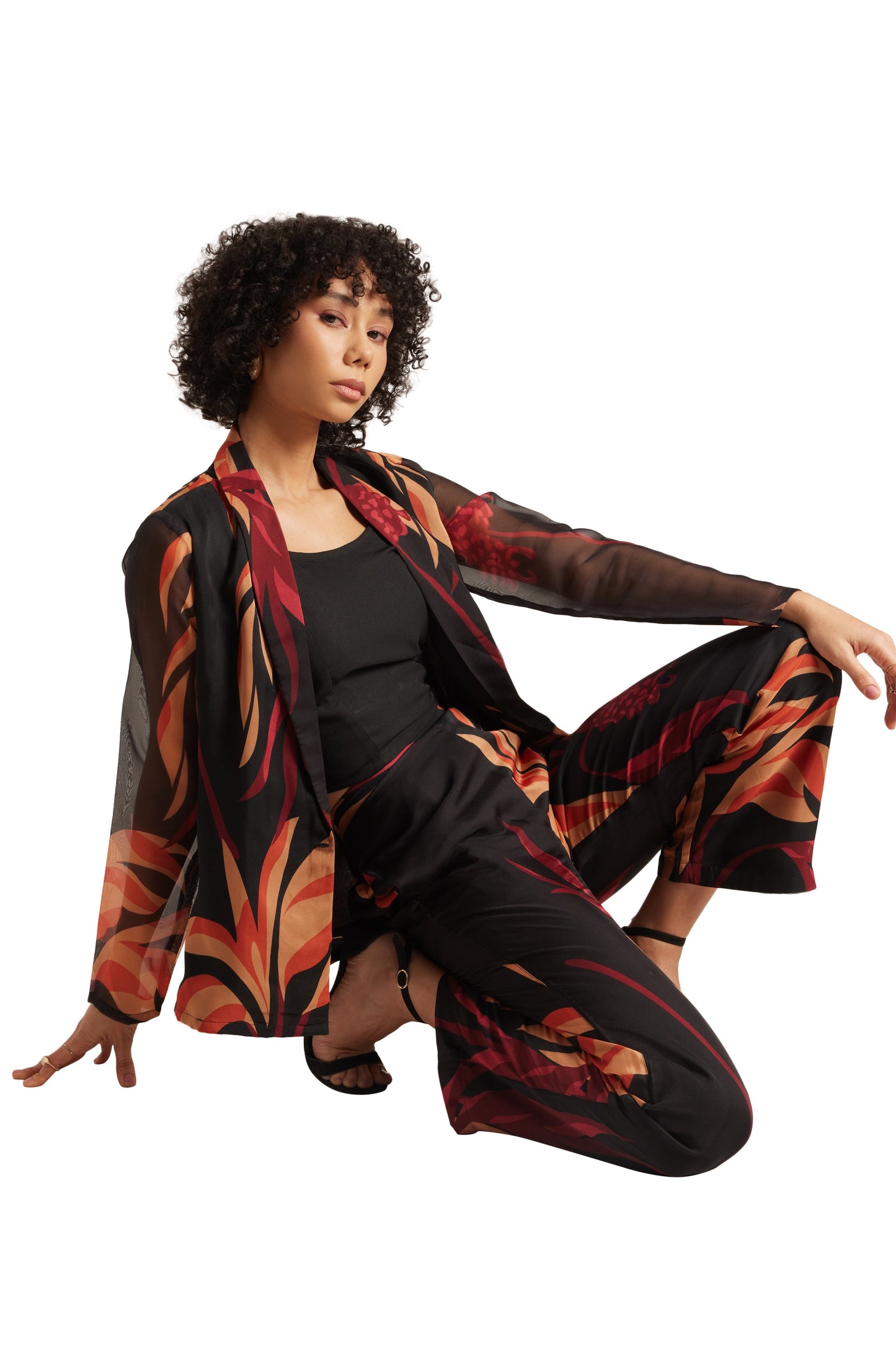 Zaccai Women's Black Organza Abstract Co-ord Set