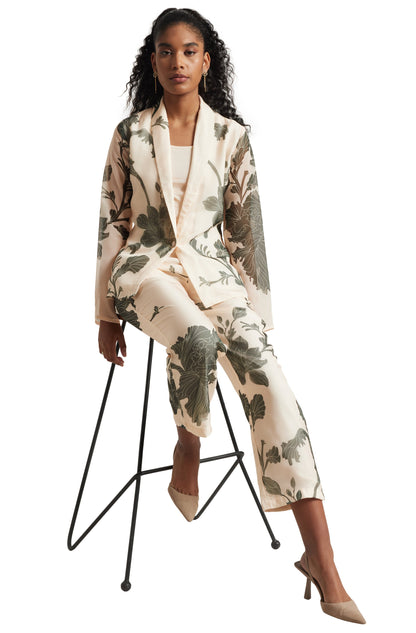 Zaccai Women's Cream Organza Floral Co-ord Set