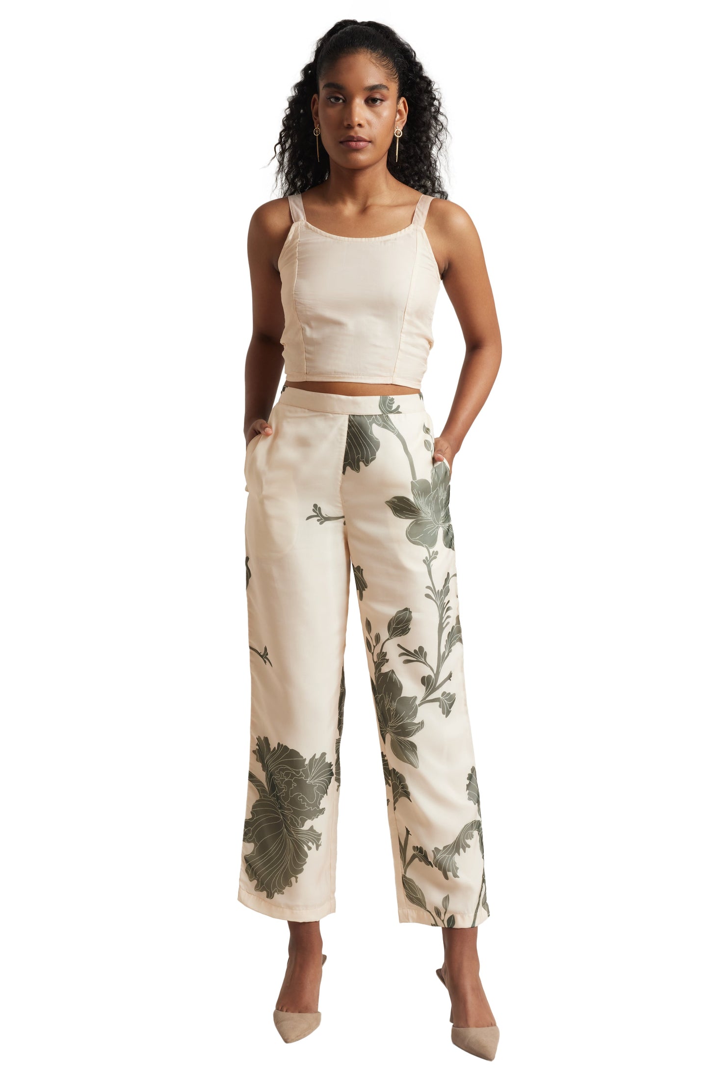 Zaccai Women's Cream Organza Floral Co-ord Set