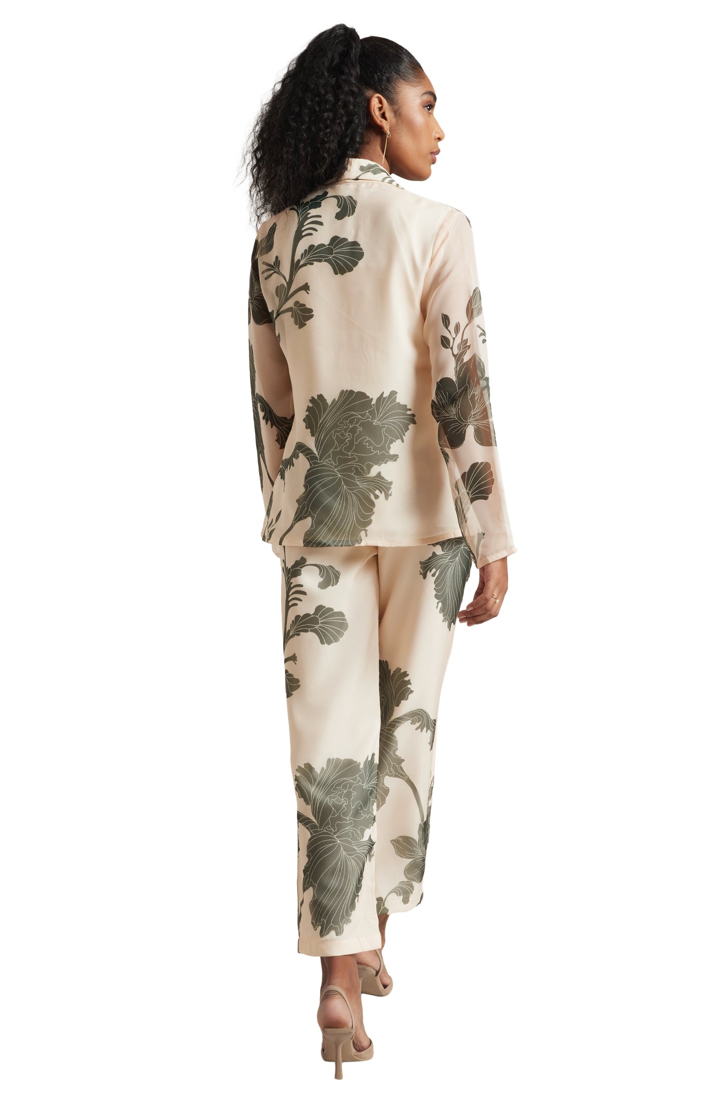 Zaccai Women's Cream Organza Floral Co-ord Set