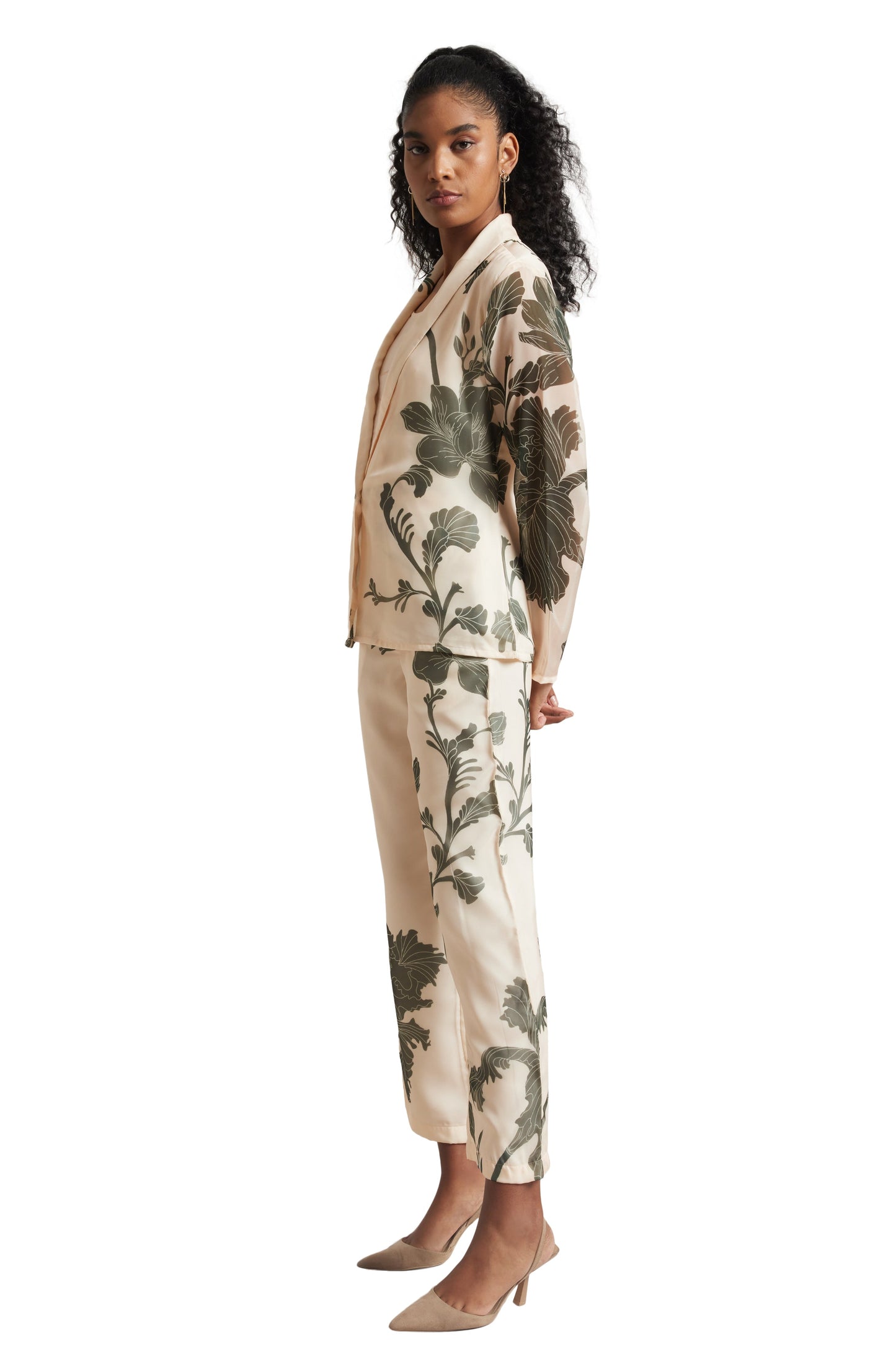 Zaccai Women's Cream Organza Floral Co-ord Set