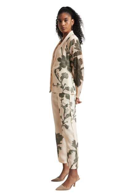 Zaccai Women's Cream Organza Floral Co-ord Set