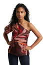 Zaccai Women's Wine Organza Floral Top