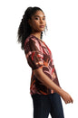 Zaccai Women's Wine Organza Floral Top