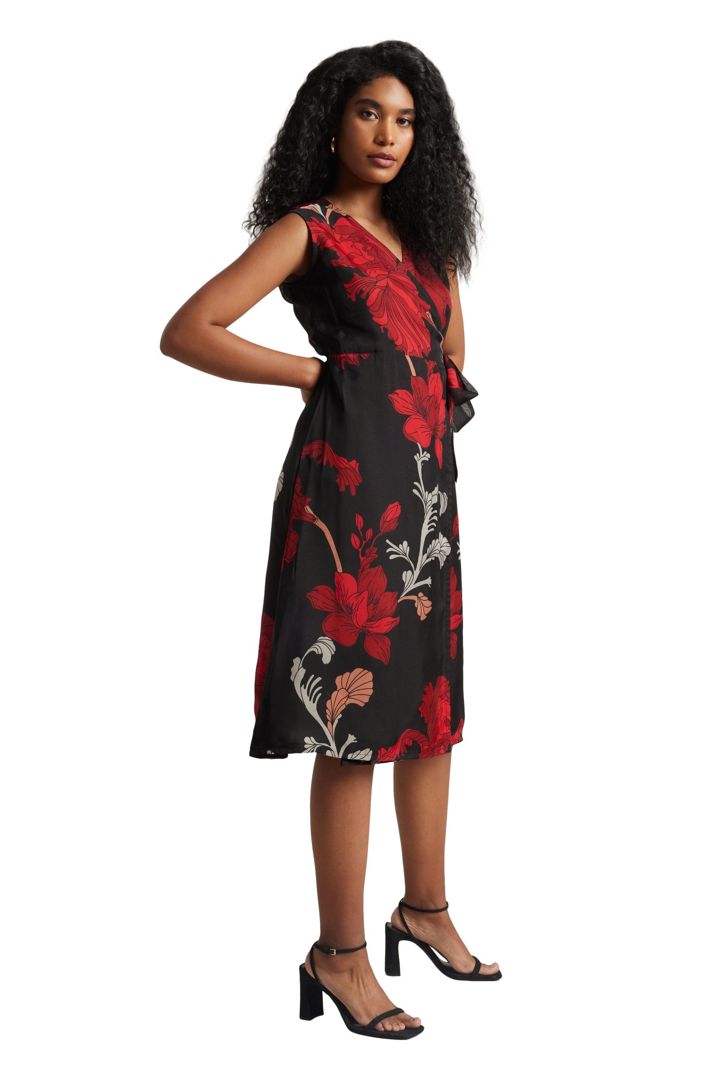 Zaccai Women's Black Organza Floral Dress