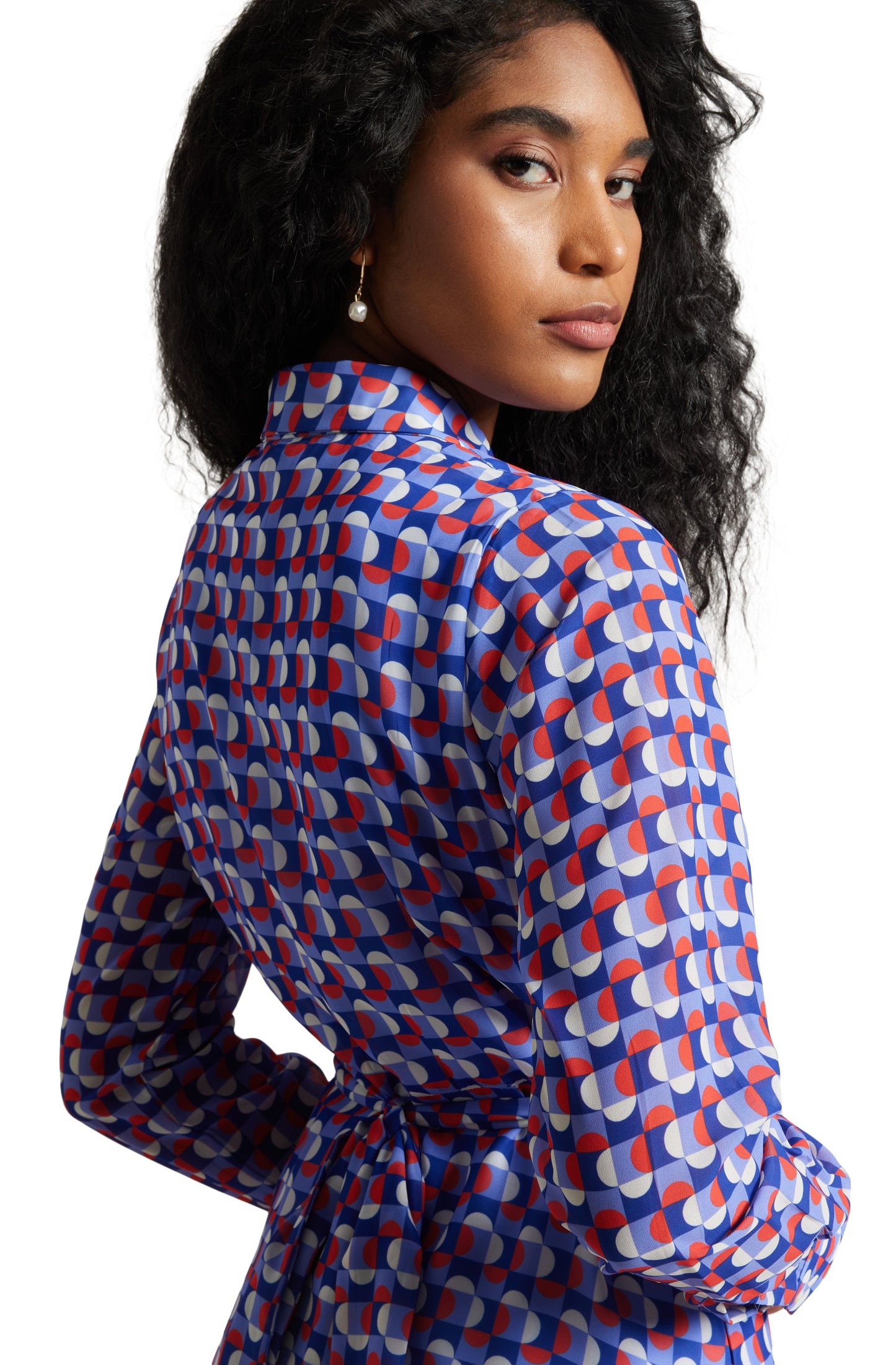 Zaccai Women's Purple Georgette Geometric Dress