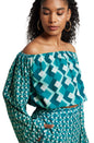 Zaccai Women's Teal Georgette Geometric Co-ord Set