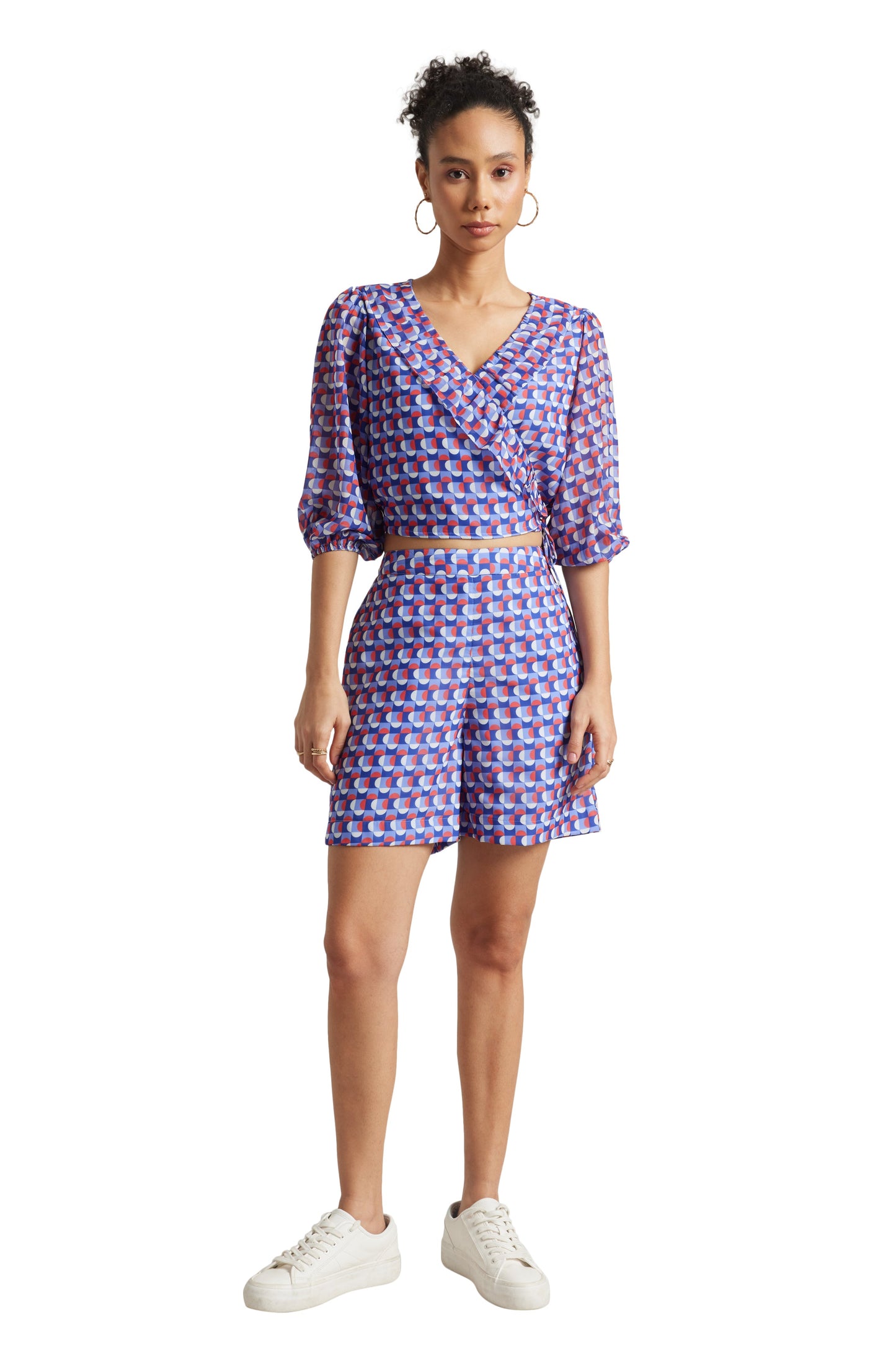 Zaccai Women's Purple Georgette Geometric Co-ord Set