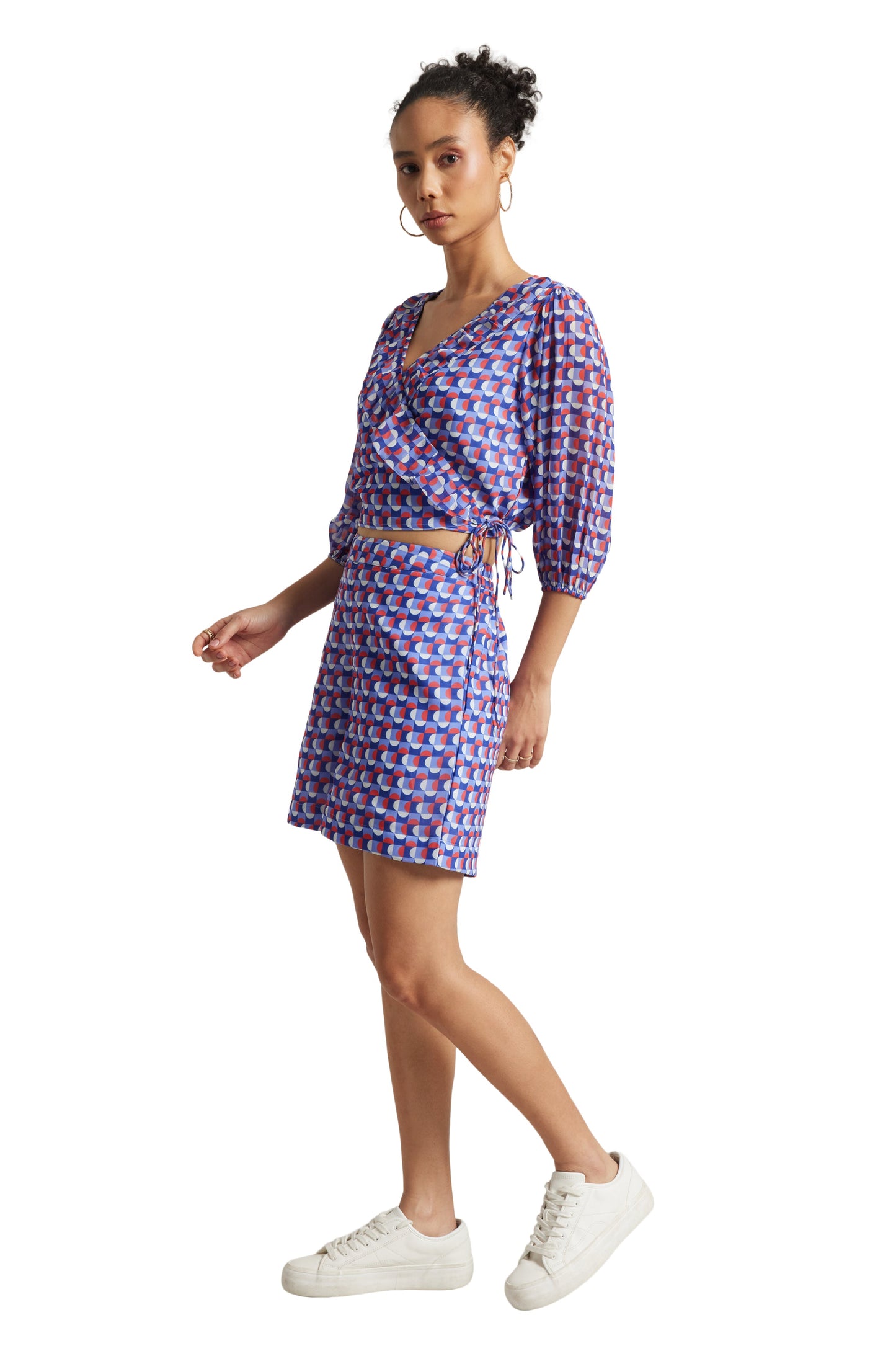 Zaccai Women's Purple Georgette Geometric Co-ord Set