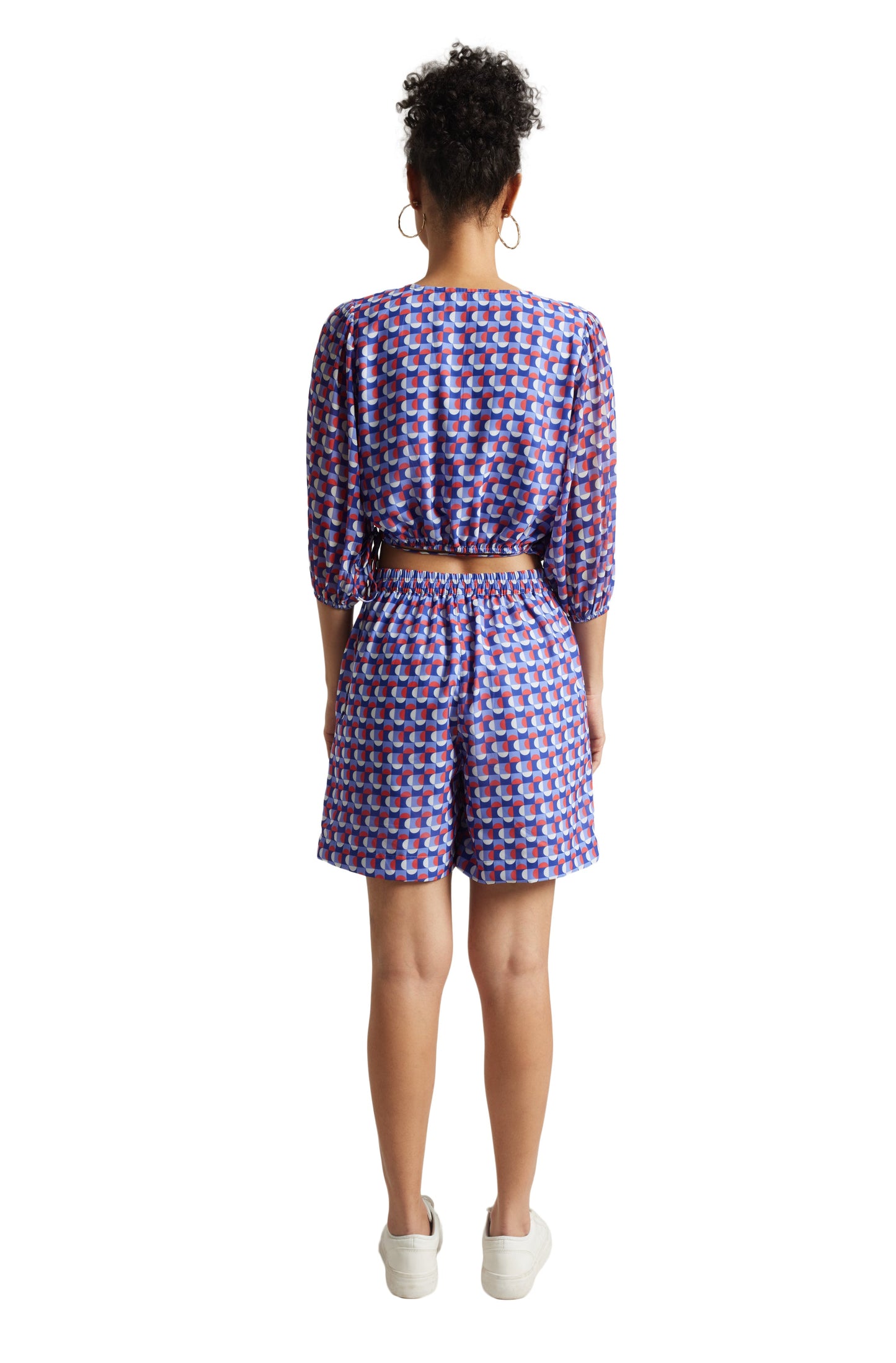 Zaccai Women's Purple Georgette Geometric Co-ord Set