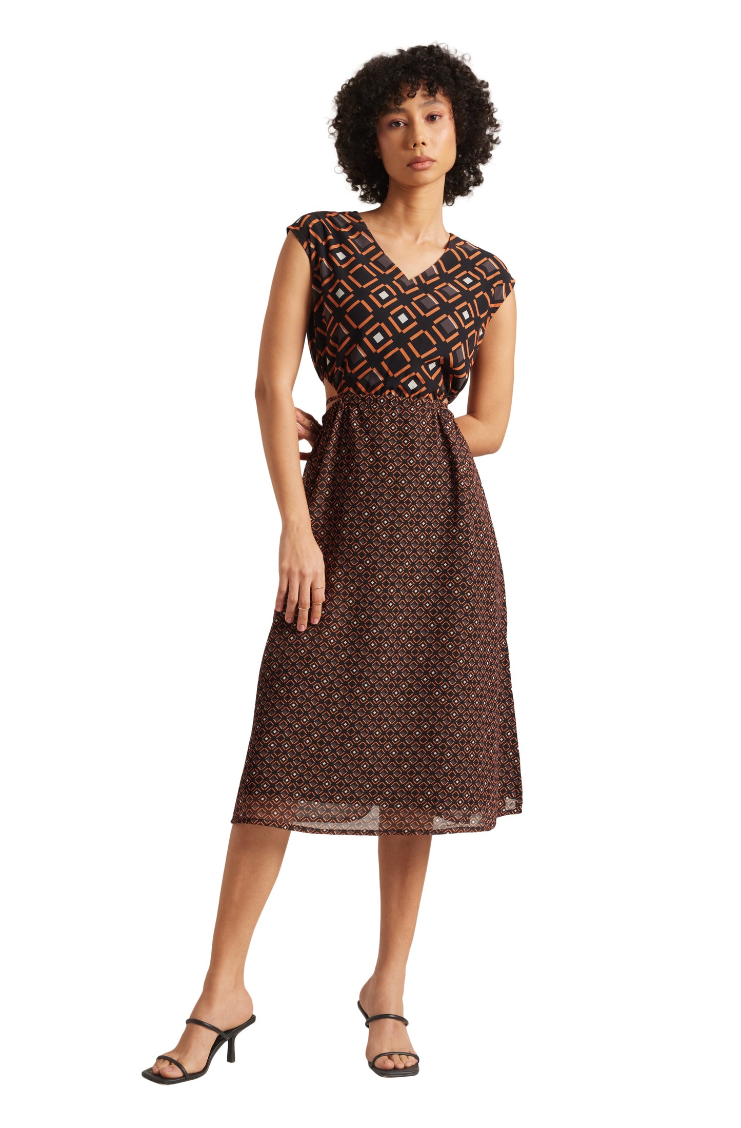 Zaccai Women's Black Georgette Geometric Dress