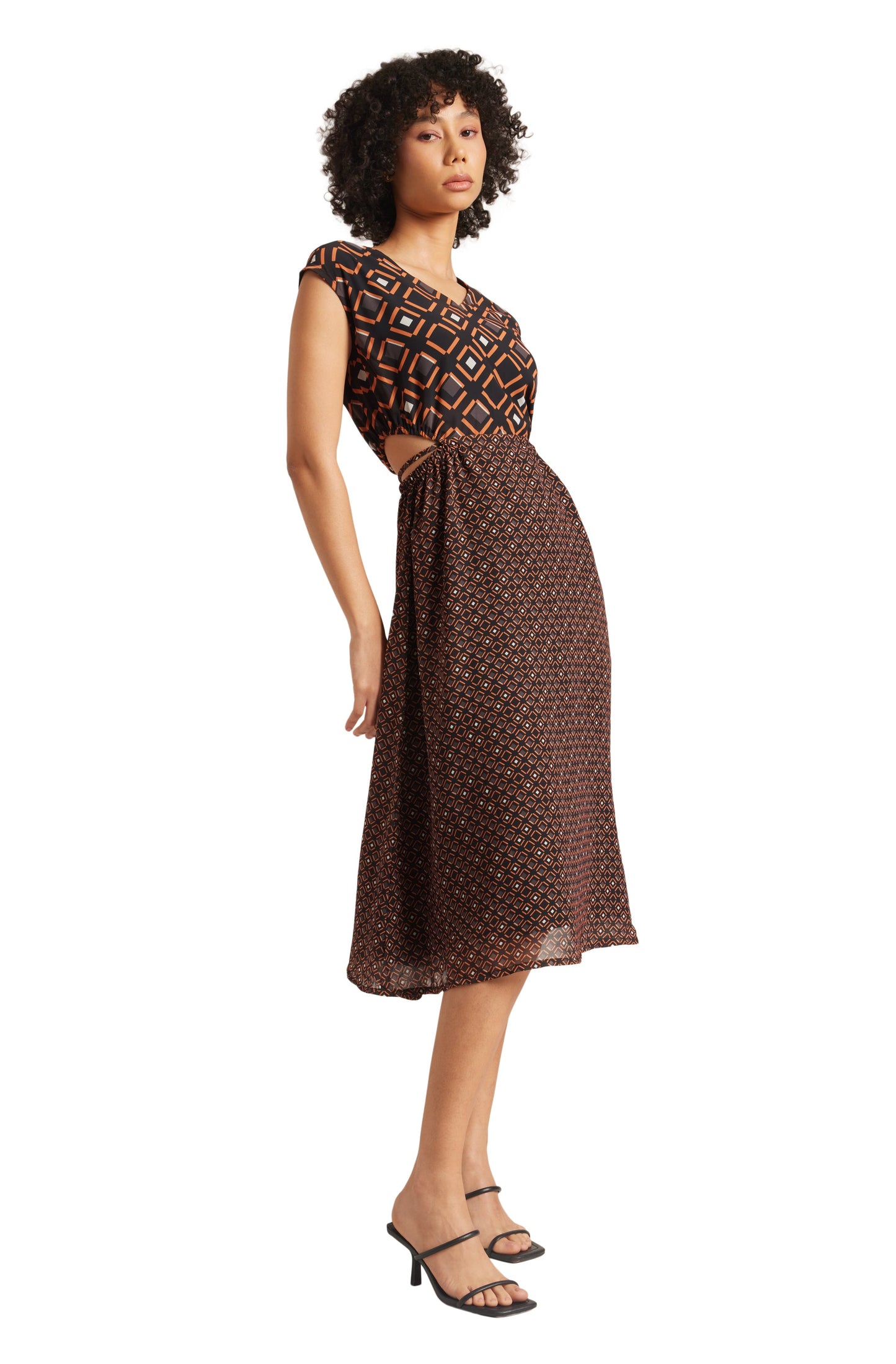 Zaccai Women's Black Georgette Geometric Dress