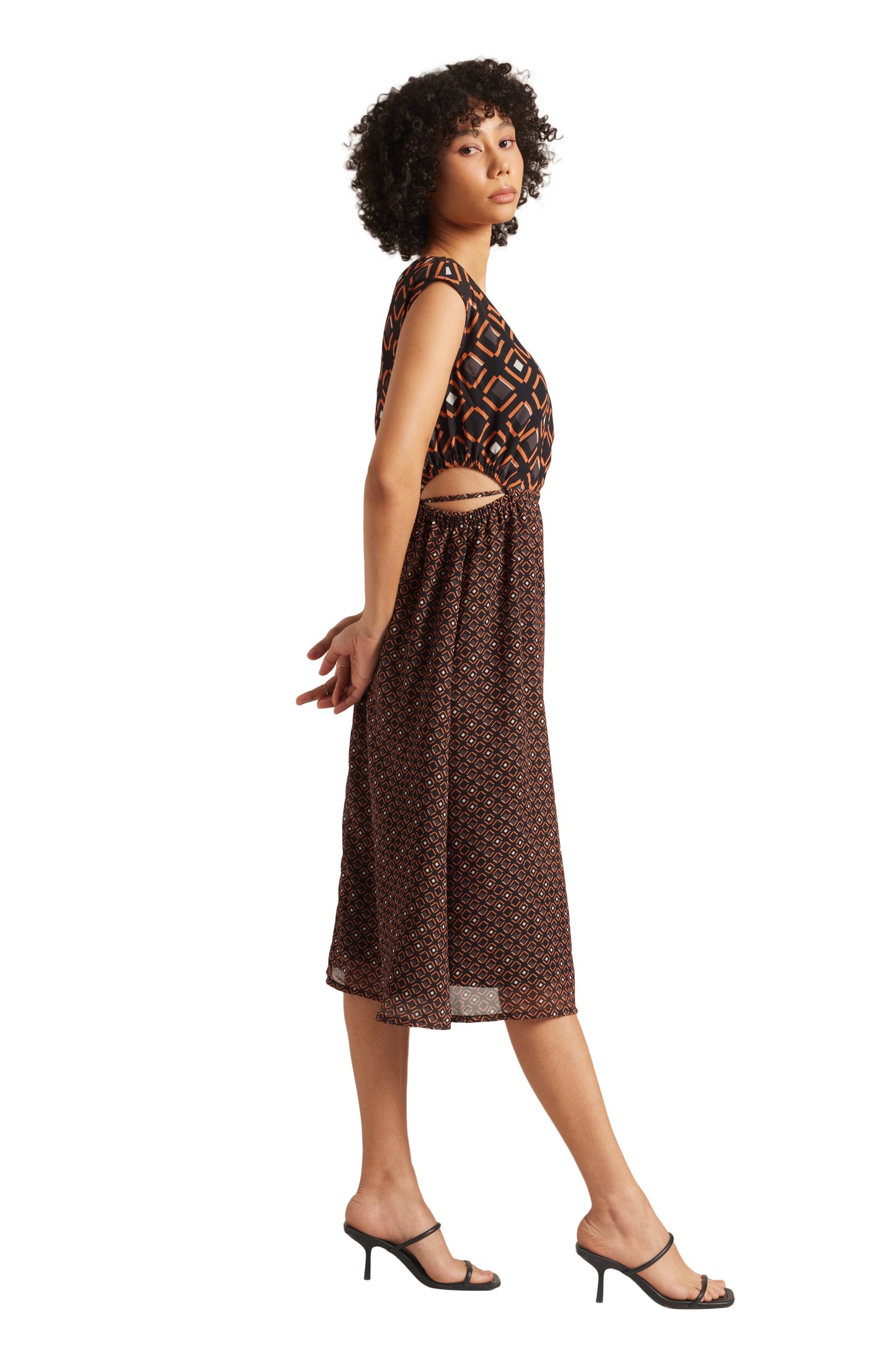 Zaccai Women's Black Georgette Geometric Dress