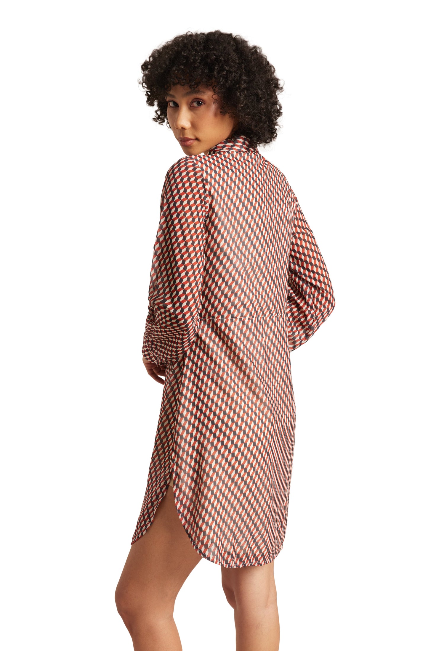 Zaccai Women's Brown Georgette Geometric Dress