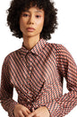 Zaccai Women's Brown Georgette Geometric Dress