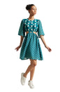 Zaccai Women's Teal Georgette Geometric Dress